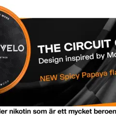 VELO McLaren Circuit Collection med smak av Spicy Papaya. En ny bat snus inspirerad av McLaren Racing.
