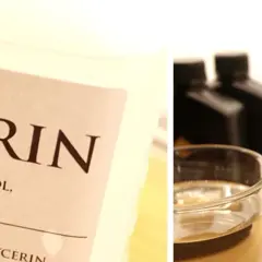 Etiketter visar glycerol och propylenglykol, en ingrediens som används i snus för dess bakteriedödande och konserverande egenskaper.