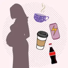 Gravid kvinna med olika drycker, som kaffe, energidryck och läsk. Hur mycket kaffe gravid?