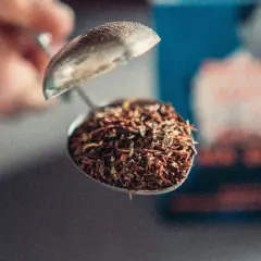 En tesil fylld med rooibos te, redo att ge en härlig rooibos te smak.