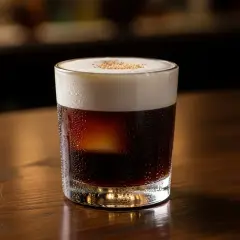 En Irish coffee utan farinsocker, med krämigt skum och en hint av kanel. Perfekt för en mysig stund.