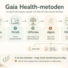 Gaia Health-metoden: Lyssna, Förstå, Utforska, Agera, Följ upp. En guide för att förstå kroppens signaler och hur man blir pigg.