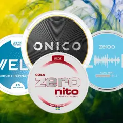 Flera dosor snus, som ONICO, VEL och Zero.o. Frågan "hur mycket kostar en dosa snus" kan variera beroende på märke och smak.