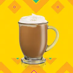 En krämig kaffedrink med kahlua, toppad med vispgrädde och kanel, mot en färgglad bakgrund.
