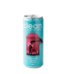 Clean Drink Strawberry Sunset, 180 mg koffein per 100 ml. Sockerfri och kolsyrad dryck.