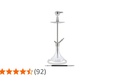 En elegant vattenpipa från Amy Deluxe, med en genomskinlig glasvas och kromdetaljer. Perfekt för en lyxig upplevelse.