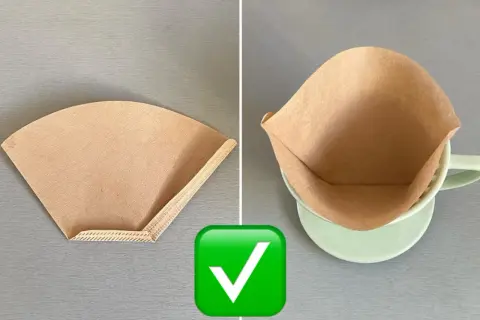 Så här viker du kaffefilter för perfekt bryggning. Ett vikt filter sitter bra i koppen.