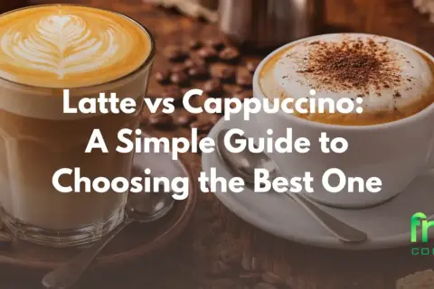 Två kaffedrycker, en latte i glas och en cappuccino i kopp, visar skillnad mellan latte och cappuccino.