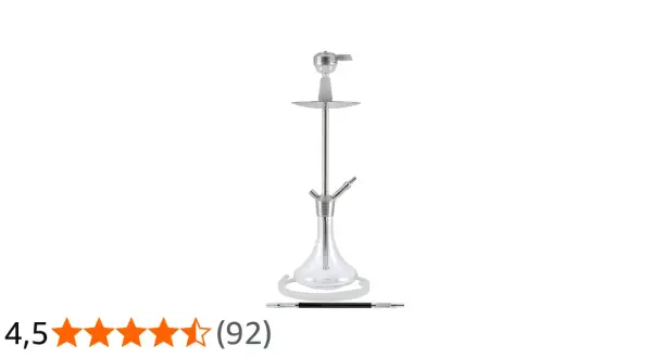 En elegant vattenpipa från Amy Deluxe, med en genomskinlig glasvas och kromdetaljer. Perfekt för en lyxig upplevelse.