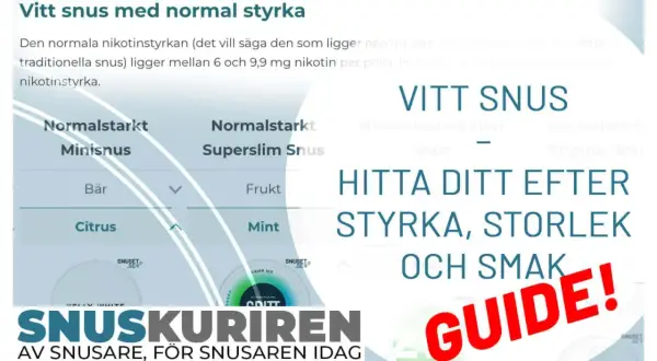 En guide till vitt snus med normal styrka, olika smaker som bär och citrus, samt storlekar som minisnus.