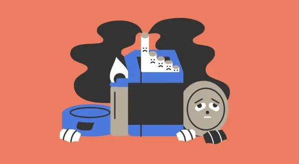En ledsen vattenpipa med cigaretter och en låga. En illustration som visar hur röker man vattenpipa, men med en sorglig twist.
