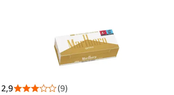 Marlboro Gold filterhylsor, 200 st King Size. Informationen om Marlboro Gold nikotinhalt kan finnas på förpackningen.