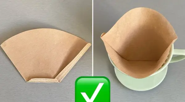 Så här viker du kaffefilter för perfekt bryggning. Ett vikt filter sitter bra i koppen.