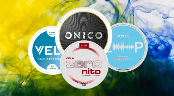 Flera dosor snus, som ONICO, VEL och Zero.o. Frågan "hur mycket kostar en dosa snus" kan variera beroende på märke och smak.