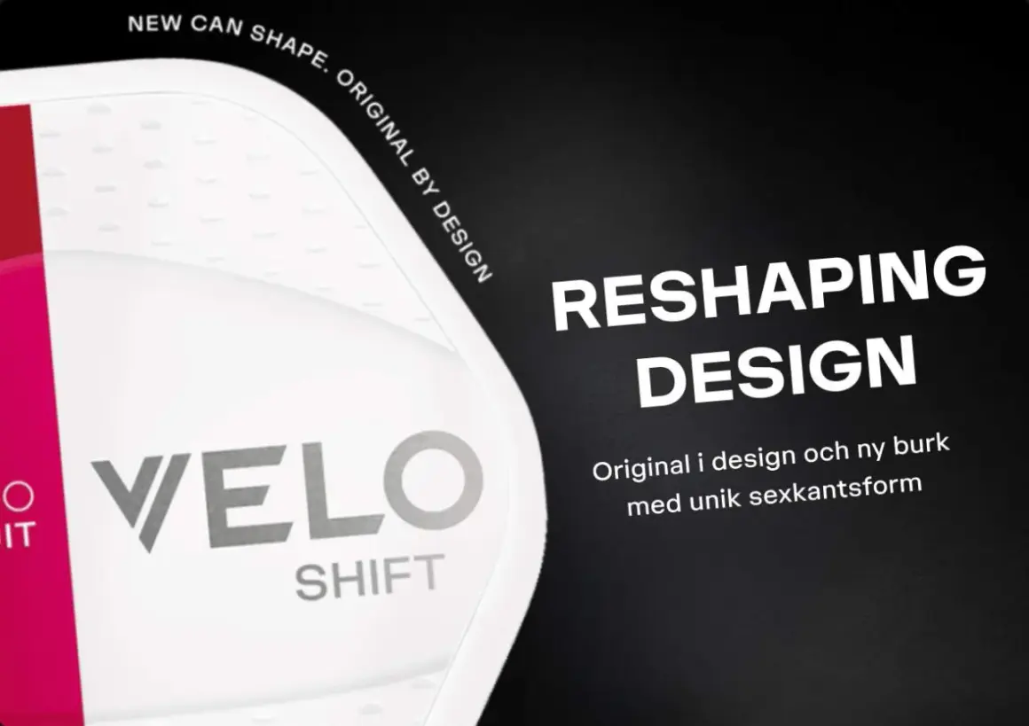 Velo Shift snus med ny burkdesign. Original i design och ny burk med unik sexkantsform.