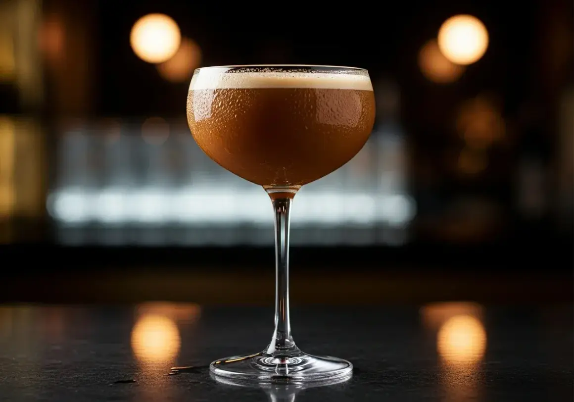 En elegant kaffedrink med amaretto, perfekt för en mysig kväll.