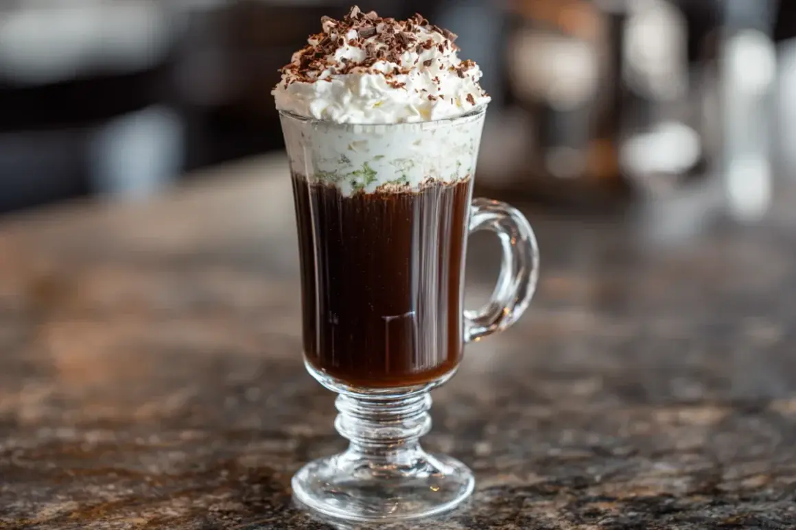 En lyxig kaffedrink med vispgrädde och chokladspån. Kanske ett recept från Kaffe Karlsson?