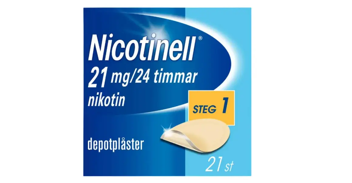Nico-plåster 21 mg/24 timmar, steg 1. Ett alternativ till snus för nikotinberoende.