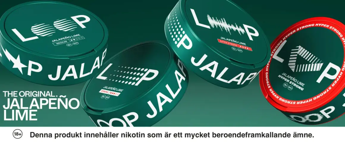 Loop Jalapeño Lime snus i olika styrkor. Jämför snus mini vs slim för din perfekta nikotinupplevelse.