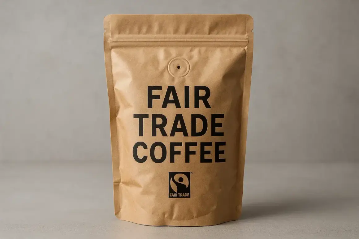 En påse Fairtrade-kaffe. Att välja Fairtrade betyder att odlarna får schyssta villkor.