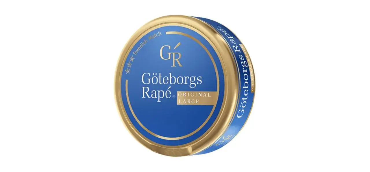 En dosa Göteborgs Rapé Original Large, ett klassiskt snus som många anser vara det dyraste snuset i Sverige.