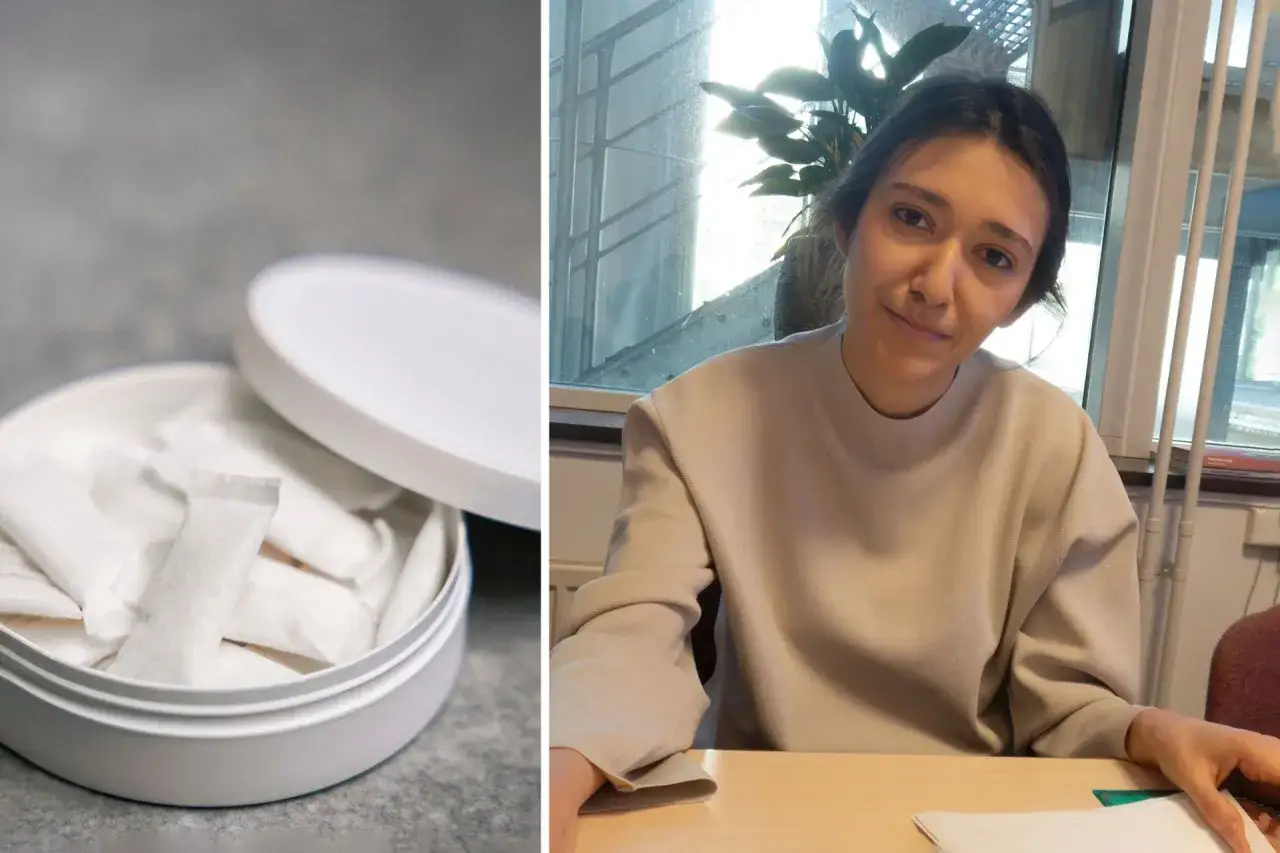 En dosa snus och en kvinna vid ett bord. Kanske hon funderar på hur snusar man lyft?